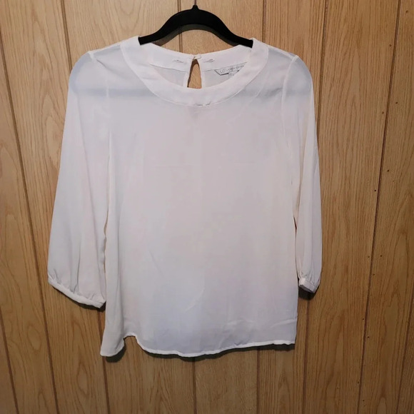 LC Lauren Conrad creamy white/ off white blouse with removable collar - Picture 7 of 9